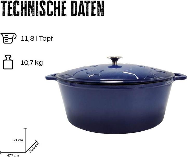 Immagine prodotto Grillfürst Pentola a stella Dutch Oven / girarrosto in ghisa - smaltata - XL - blu