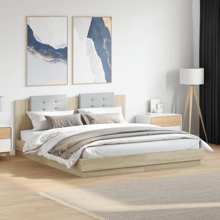 Actual product image VidaXL Bed frame with Sonoma oak headboard (200 x 200 cm)