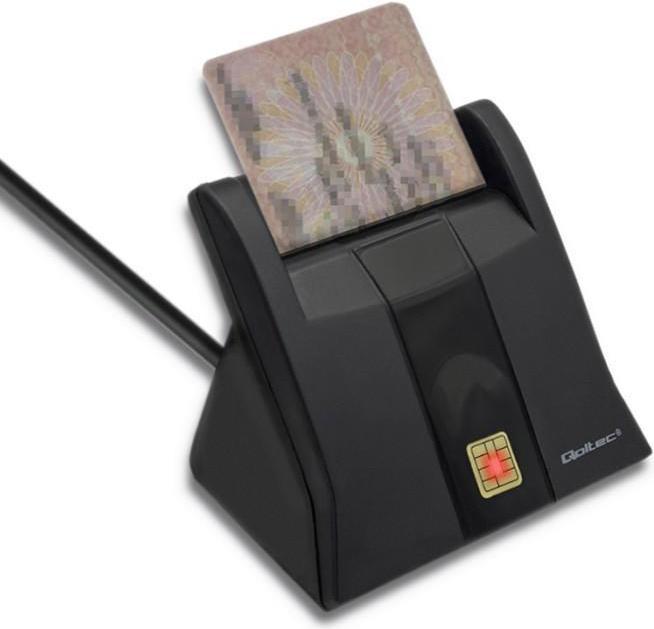 Produktbild Qoltec Skeneris Smart chip ID card scanner USB 2.0 Plug&Play vertical (USB 2.0)
