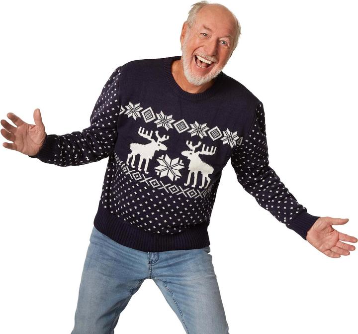 Produktbild tectake Weihnachtspullover Schneegestöber blau-weiss (XXL)