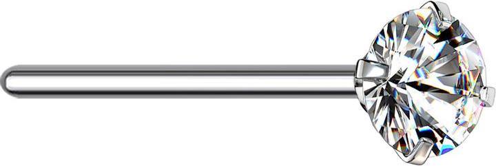 Produktbild Star Piercing Nasenstecker biegen silber runder Kristall silber gefasst (ohne Messing, Titan G23)