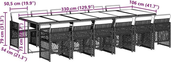 Image du produit VidaXL Meuble de jardin Salle à manger Ensemble de jardin 13 pièces Gris Poly Rattan (330 cm)