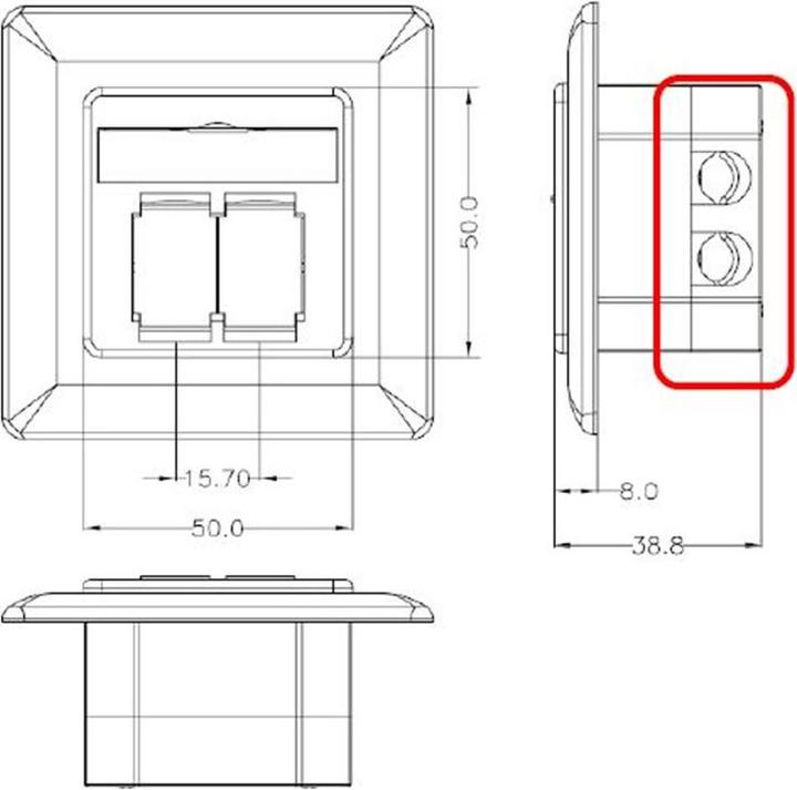 Image du produit Goobay Prise universelle CAT 6 avec cadre de montage en surface 2x prise réseau RJ45 blindée