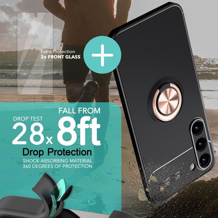 Produktbild Nalia Matte Ring Silikon Hülle mit 2x Displayschutz (Samsung Galaxy S23+)