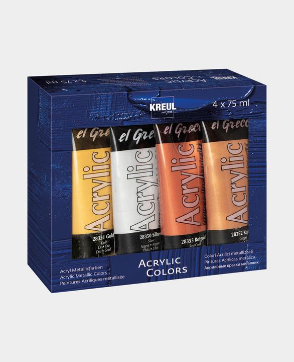 Produktbild Kreul Acrylfarbe el Greco Acrylic Metallic, 75 ml, 4er-Set (Gold, 75 ml)