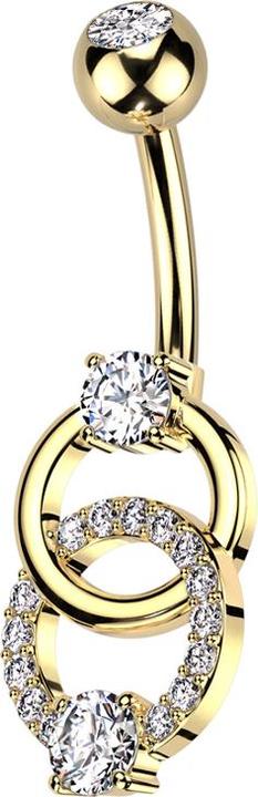 Immagine prodotto Star Piercing Banana placcata oro con sfera di cristallo placcata oro argento e doppio anello con cristalli (Ottone, Acciaio chirurgico 316L)