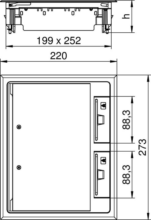 Produktbild OBO Bettermann GES6 U 7011 Geräteeinsatz f.Kanalmontage 273x220x61 PA 7405308