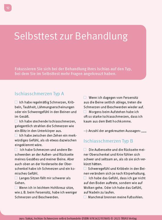 Produktbild Ischias-Schmerzen selbst behandeln (Deutsch, Shintaro Sakai, Birgit Quitterer, 2023)