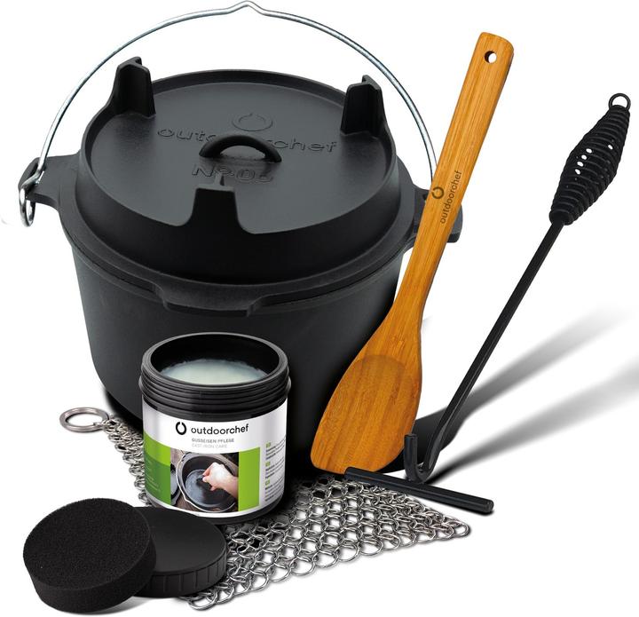 Outdoorchef Forno olandese 06 - 5,7 litri - incluso set di avviamento con cura della ghisa, detergente per