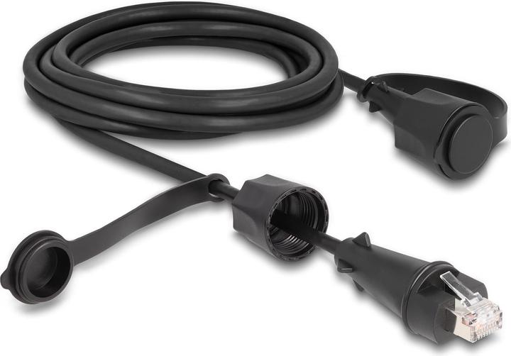 Delock Network cable RJ45 plug to RJ45 plug Cat.6 STP with sealing cap Outdoor IP68 dust- and what (STP, CAT6, 3 m)