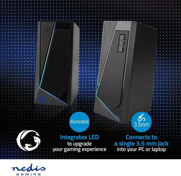 Produktbild Nedis Gaming-Lautsprecher | Lautsprecherkanäle: 2.0 | Stromversorgung über USB | 3.5 mm Stecker | 18