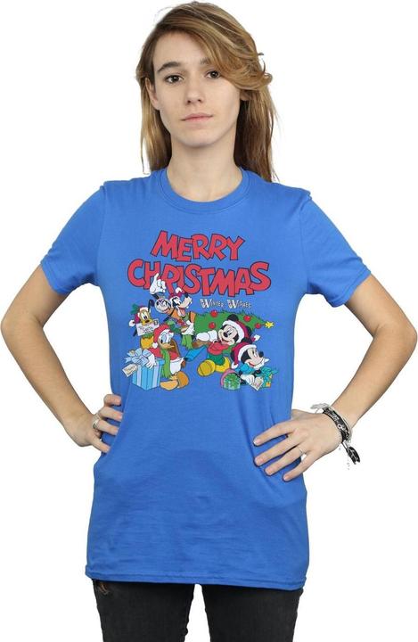 Actual product image Disney Womens/Ladies Mickey And Friends Winter Wishes Cotton Boyfriend T-Shirt (XXL)