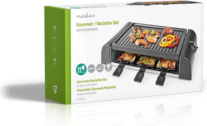 Actual product image Nedis Gourmet/Raclette Grill 6 Persons Spatula Temperature setting Non stick coating Rectangle