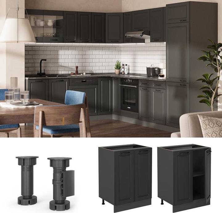 Actual product image Vicco Küchenunterschrank R-Line, Anthrazit Landhaus/Anthrazit, 60 cm ohne Arbeitsplatte