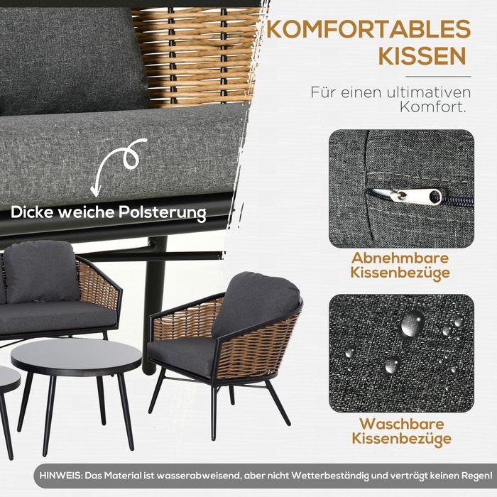 Produktbild Swisshandel24 Polyrattan Gartenmöbel Set 5-teiliges Rattensofa-Set Sitzgruppe Sitzgarnitur für Pause Lounge Teetis