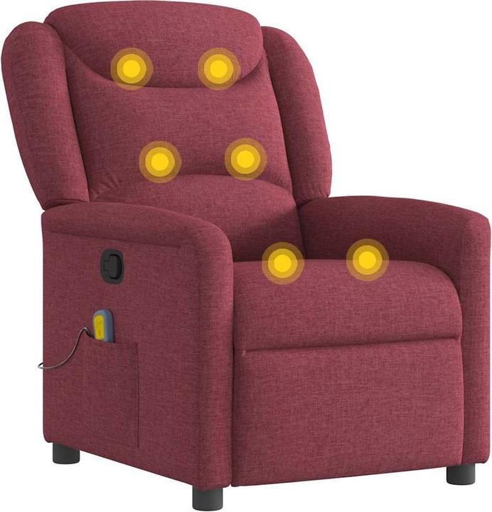 Produktbild VidaXL Massagesessel Weinrot Stoff Massage TV-Sessel