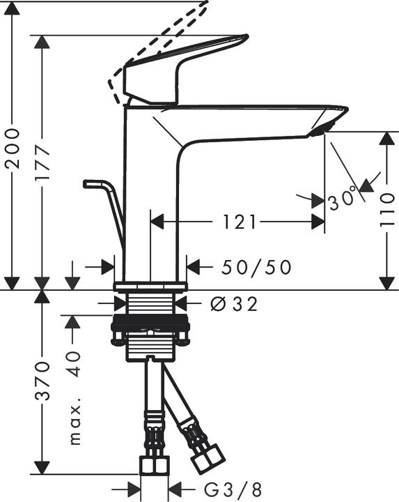 Image du produit hansgrohe Logis Mitigeur monocommandé pour lavabo 110 Fine avec vidage à tirette