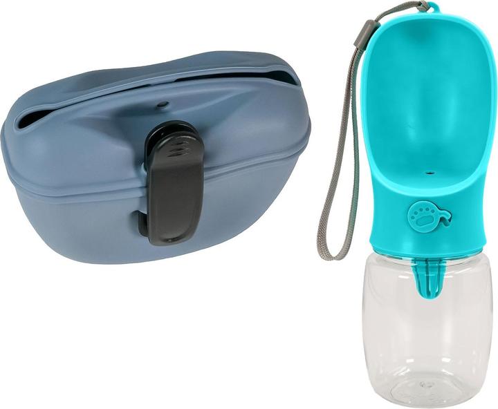 Immagine prodotto Intirilife Set per cani blu: sacchetto per dolcetti in silicone e biberon (Taglia unica)