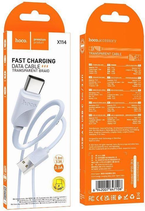 Actual product image Hoco Cable cable USB A to Lightning 2,4 A X114 1 m blue (1 m, USB 3.2 Gen 1)