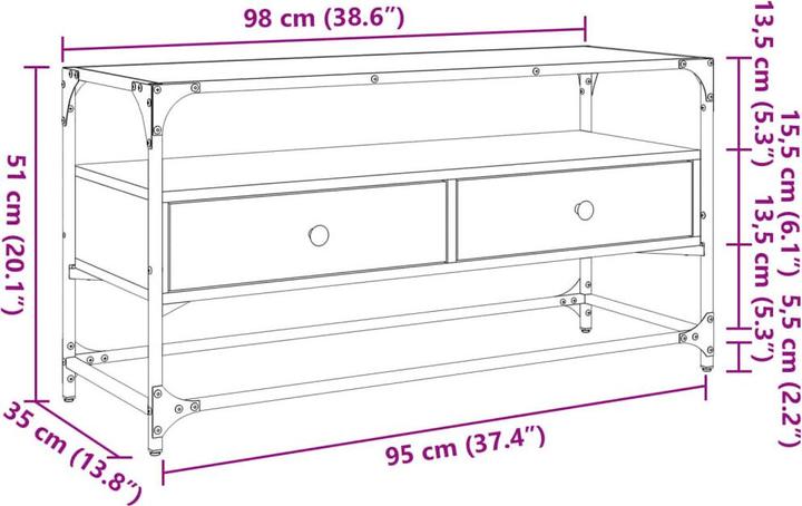 Actual product image VidaXL TV cabinet with glass top 98 x 35 x 51cm