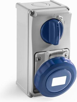 Image du produit Rs Pro Connecteur de puissance femelle bleu 2P+E, 230 V / 16A, montage mural IP67