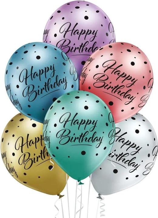 Actual product image Belbal 6 Balloons Happy Birthday Colourful Mix 30cm in Eco-Quality (6 x)