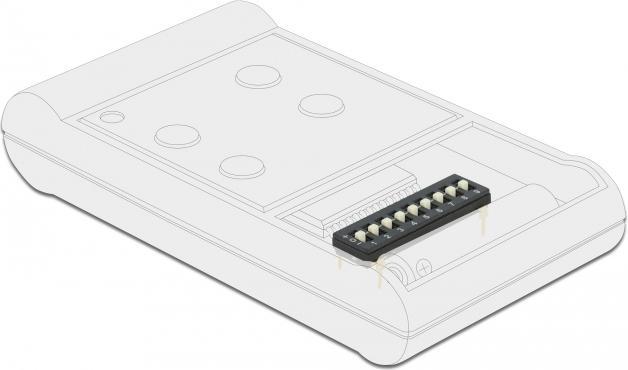 Actual product image Delock DIP-Switch Tri-State 8-digit 2,54mm pitch THT vertical black 2 pieces