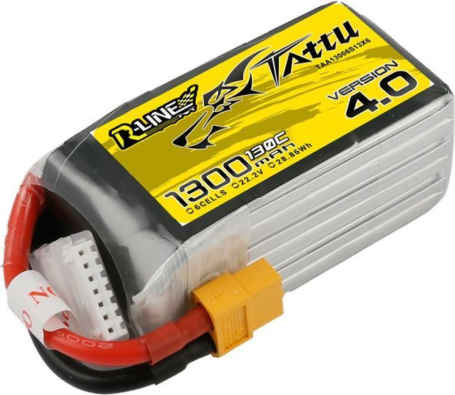 Actual product image Dronefactory Tattu R-Line Version 4.0 1300mAh 22.2V 130C 6S1P Lipo with XT60 (22.20 V, 1300 mAh)