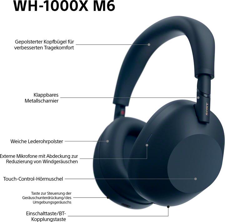 Produktbild Sony WH-1000XM6 (30 h, Kabellos, Kabelgebunden)