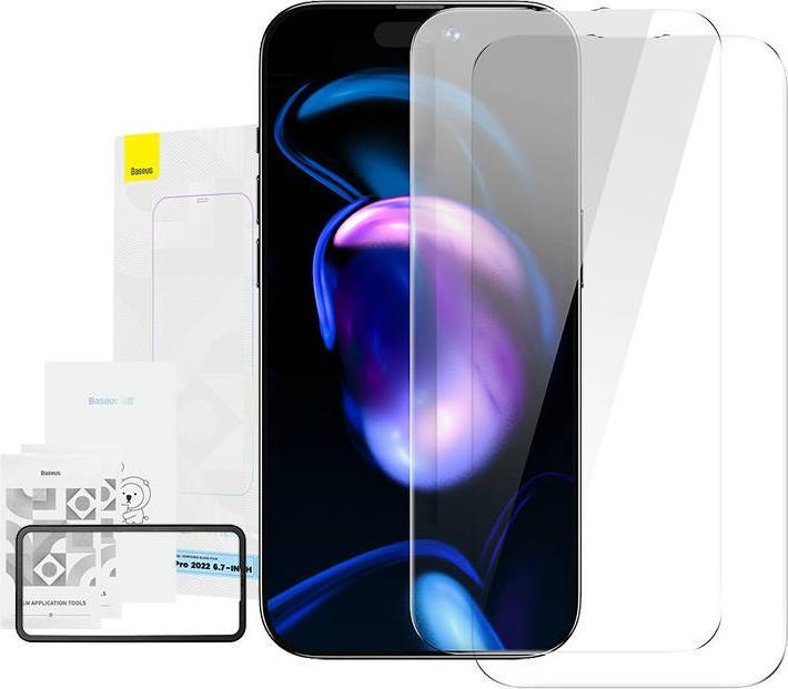 Produktbild Baseus All-glass Crystal Tempered Glass EasyStick Film iP14 (Pack of 2) (2 Stück, Apple iPhone 14 Pro Max)