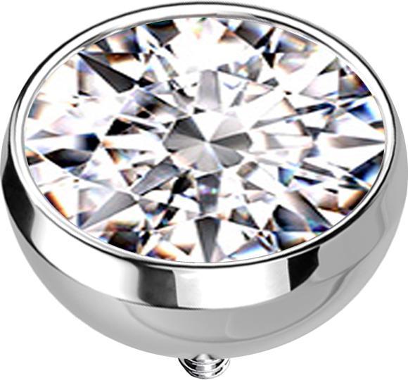 Produktbild Star Piercing Dermal Anchor Halbkugel silber mit Kristall silber (ohne Messing, Titan G23)