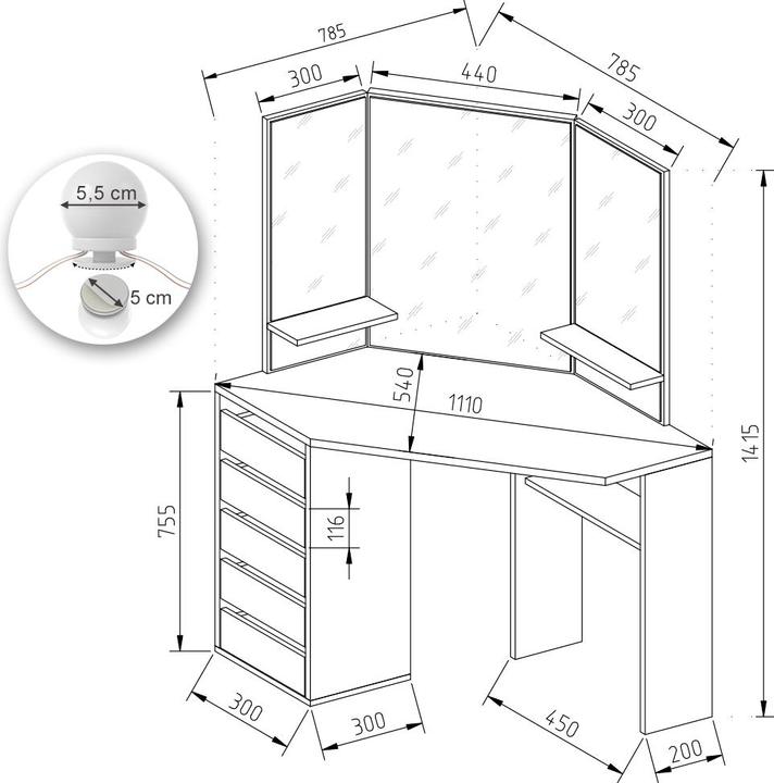 Produktbild Vicco Arielle (110 x 54 x 141.5 cm)