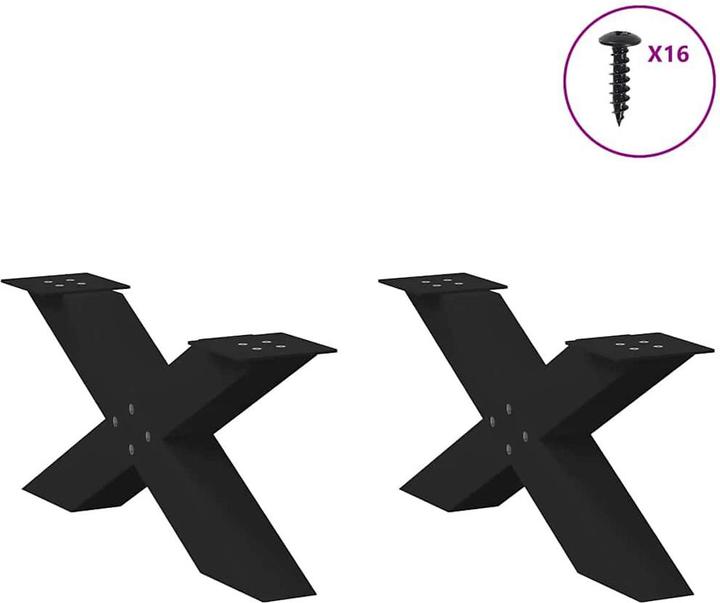 Produktbild VidaXL Couchtischbeine X-Form 2 Stk. Schwarz 70x(30-31) cm Stahl Tischbein
