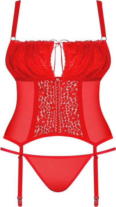 Actual product image Obsessive Suspender chemise with floral lace plus thong (6XL)