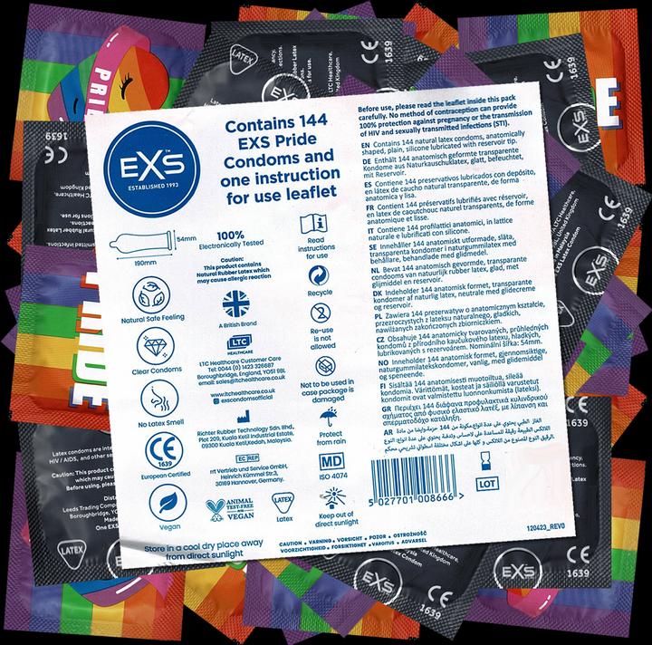 Produktbild EXS Vorratsbeutel «Pride» 144 anatomische Kondome im Regenbogen-Design (144 Stk.)
