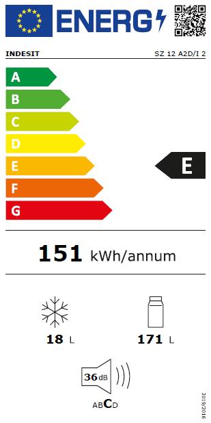 Energie-Label Indesit SZ 12 A2D/I 2 Eintüriger Kühlschrank (189 l)