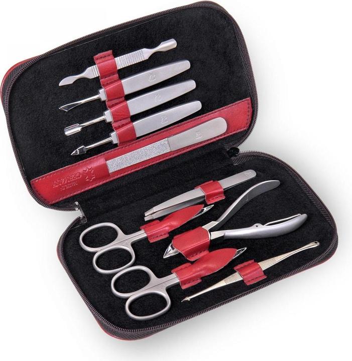 Immagine prodotto Sacher TR600R.0103 - Set da 10 pezzi per manicure in pelle rossa