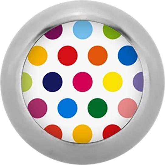 Produktbild Star Piercing Micro Kugel High Polished mit Polka Dots weiss/farbig (ohne Messing, Chirurgenstahl 316L)