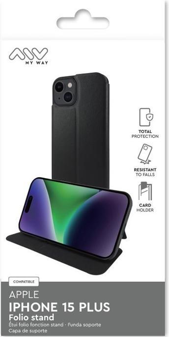 Produktbild My Way Etui Standfunktion Schwarz Series (Apple iPhone 15 Plus)
