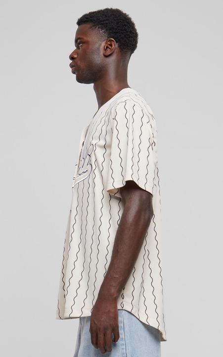 Actual product image Karl Kani KM233-014-1 KK Varsity Ziczac Pinstripe Baseball Shirt (XXL)