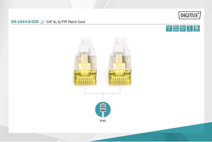 Actual product image Digitus CAT 6A S/FTP patch cord (S/FTP, CAT6a, 2.50 m)