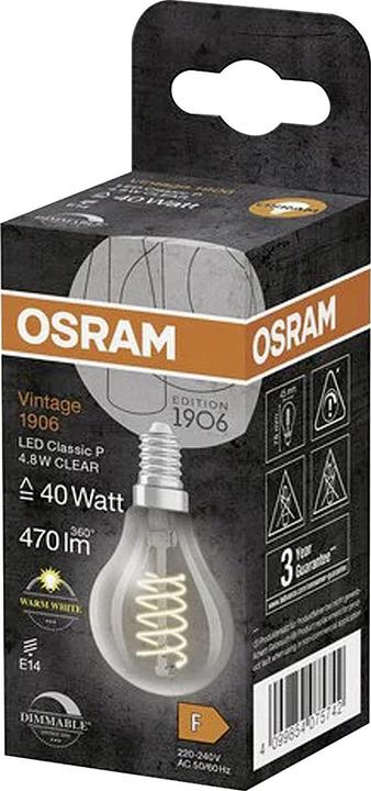 Produktbild Ledvance LED-Tropfenlampe (E14, 4.80 W, 470 lm, 1 x, F)
