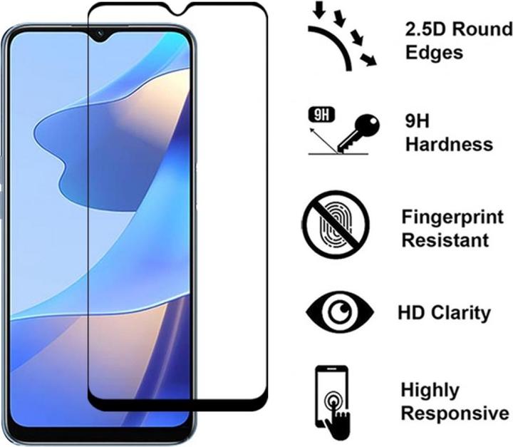 Actual product image Screenguard Oppo A16s Full Screen Protective Glass Film 2.5D 9H (1 Piece, Oppo A16s)