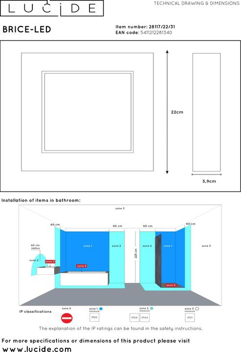 Actual product image Lucide Brice LED (1186 lm, B22)