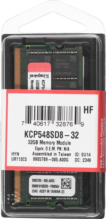 Actual product image Kingston Technology KCP548SD8-32 Memory module 32 GB 1 x 32 GB DDR5 4800 MHz (1 x 32GB, 4800 MHz, DDR5 RAM, SO-DIMM)