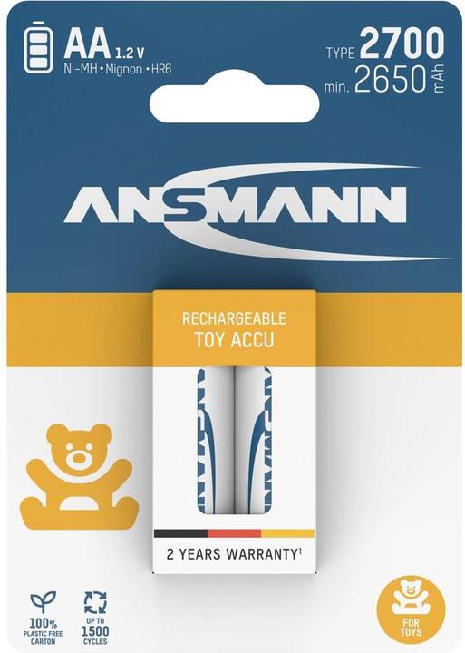 Immagine prodotto Ansmann 1312-0037 Batteria ricaricabile Mignon (AA) NiMH 2650 mAh 1,2 V 2 pz. (2 pz., AA, 2650 mAh)