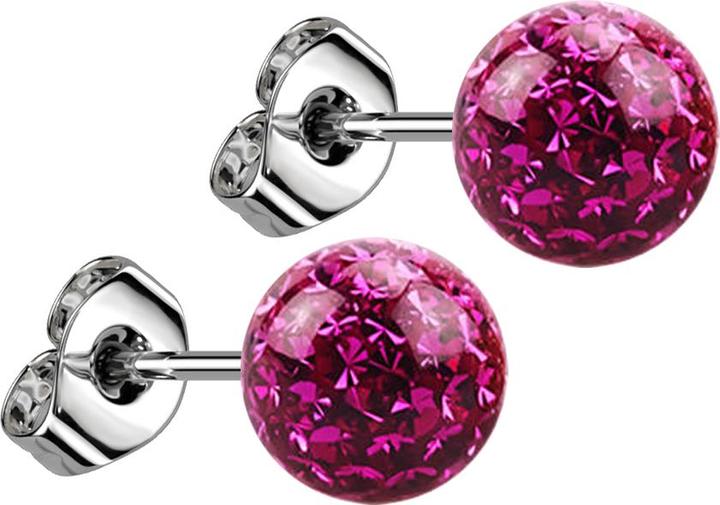Immagine prodotto Star Piercing Orecchini a perno in argento con sfera di cristallo fucsia e strato protettivo epossidico (Acciaio chirurgico 316L)