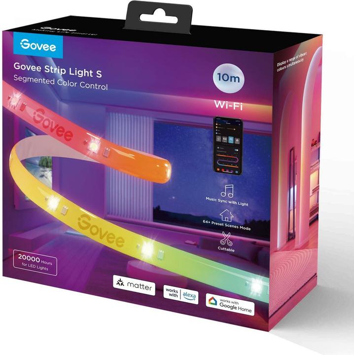Image du produit Govee Rayure Light S (Lumière du jour, Blanc chaud, 1000 cm, Intérieur)