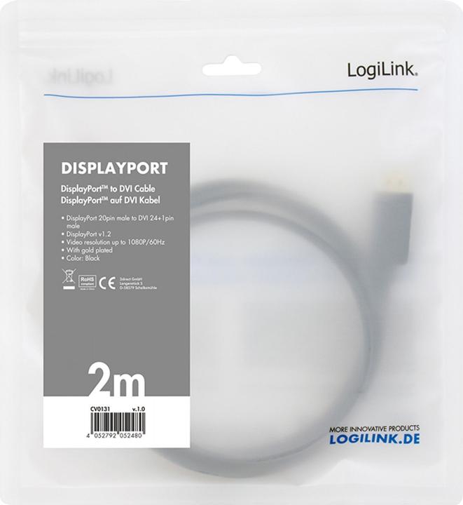 Produktbild LogiLink DisplayPort — DVI (2 m, DisplayPort)