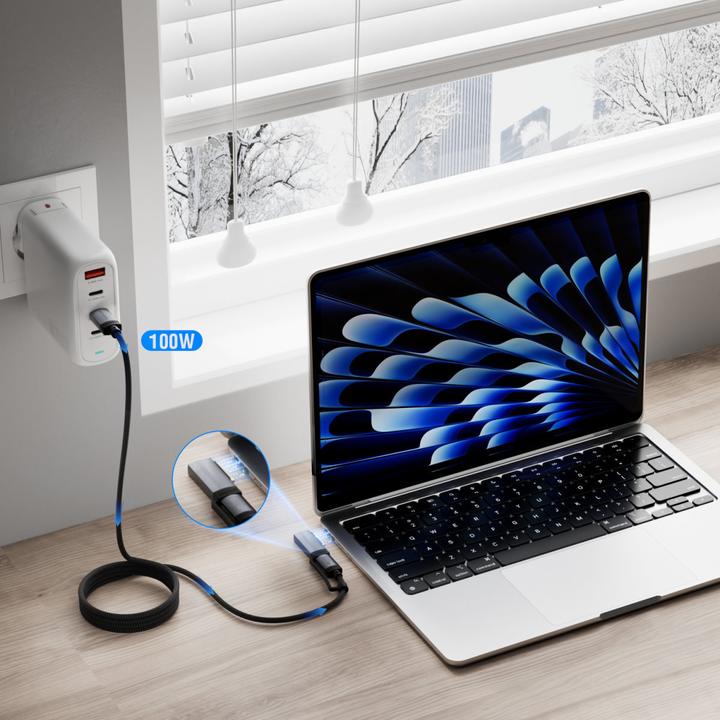 Image du produit 4smarts MagSafe 3 Adapter + USB-C Kabel (2 m, USB 3.2 Gen 1, 100 W)